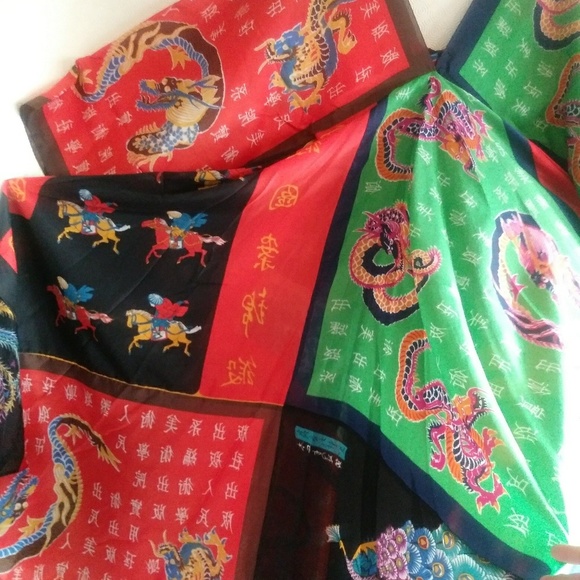 LA VETTA Vintage Scarf Kimono Caftan Dress RARE Sm - Picture 6 of 8